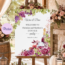 Schicke Wein- und Diner-Abendparty-Willkommen Poster