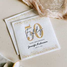 Schicke weiße Goldene 50er-Party-Servietten Serviette