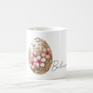 Schicke weiße rosa Frühlingsblumen Osterei Kaffeetasse