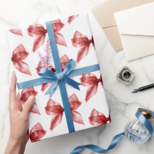 Schicke weiße rote Schleifen Geburtstag Geschenkpapier