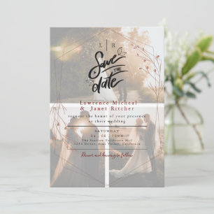 Schicke weiße übermäßig minimalistische 3-Fotos-Ei Save The Date