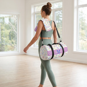 Schicke Wildblumen-Wasserfarbe-Floral-Monogramm-Na Duffle Bag
