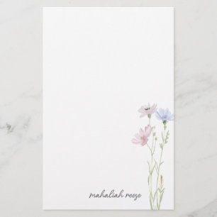 Schicke Wildblumenwiese Kalligrafie Personalisiert Briefpapier