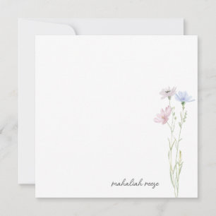 Schicke Wildblumenwiese Kalligrafie Personalisiert Mitteilungskarte