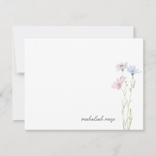 Schicke Wildblumenwiese Kalligrafie Personalisiert Mitteilungskarte