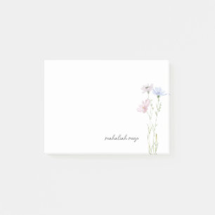 Schicke Wildblumenwiese Kalligrafie Personalisiert Post-it Klebezettel