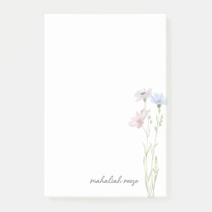 Schicke Wildblumenwiese Kalligrafie Personalisiert Post-it Klebezettel