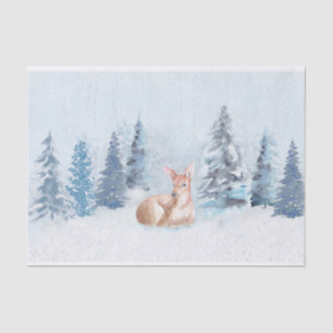 Schicke Winter-Aquarell-Rotwild im Wald Seidenpapier