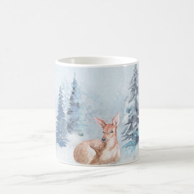 Schicke Winter-Aquarell-Rotwild im Wald Tasse (Mittel)