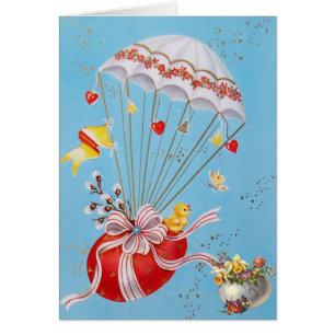 SCHICKEN FLIEGEN MIT ROTEM EASTER-BALLOON