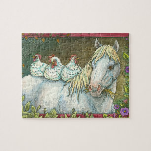 SCHICKEN IN DER STABILE, PFERDE & HENS PUZZLE Jigs