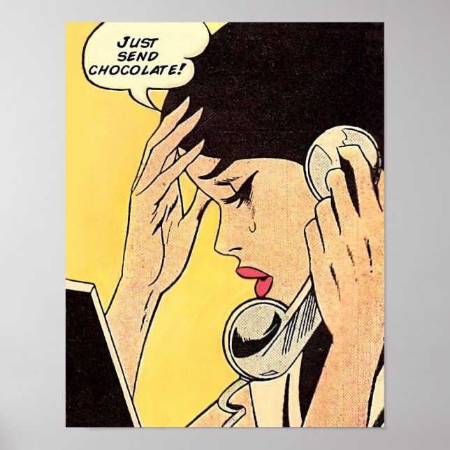 Schicken Sie einfach Schokolade Vintages Comic Poster (Vorne)