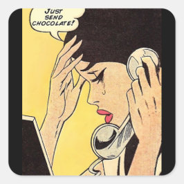 Schicken Sie einfach Schokolade Vintages Comic Quadratischer Aufkleber