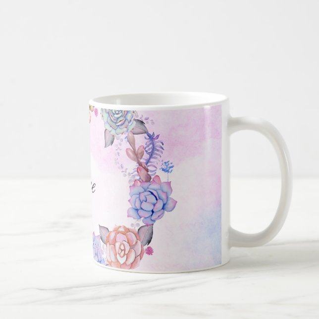 Schicker Aquarellsucculents-Kranz Tasse (Rechts)