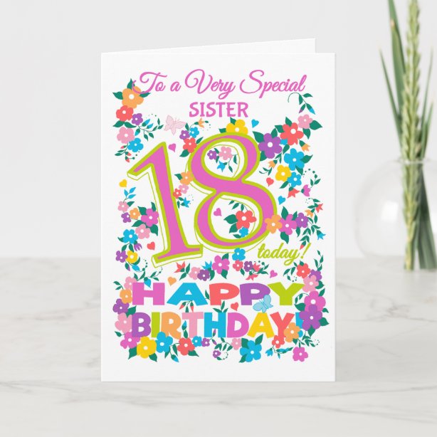 Der 18 Geburtstag Der Schwester Karten Zazzle.at