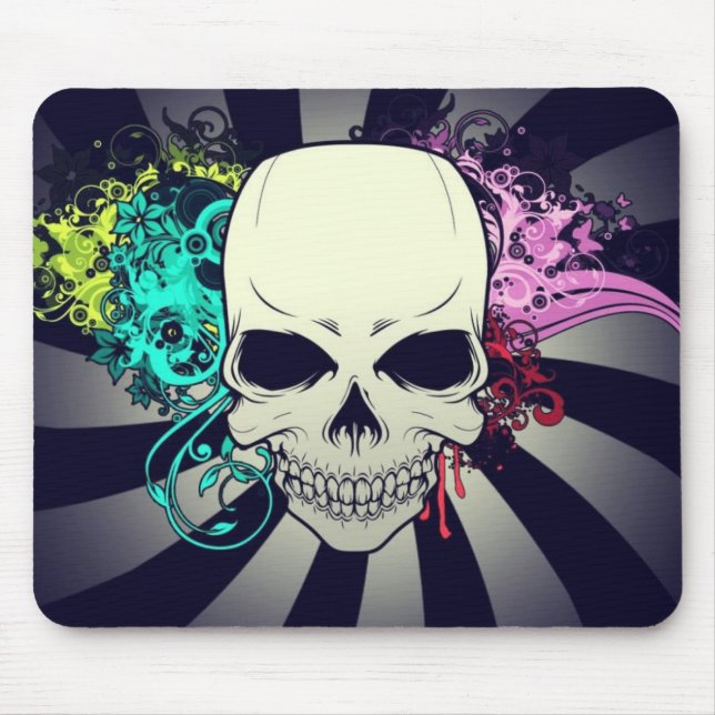 Schicker Blumenschädel Mousepad (Vorne)