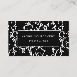 Schicker Blumenschwarzweiss-damast Visitenkarte