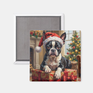 Schicker Boston Terrier Hund Weihnachtsgeschenk Magnet