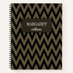 Schicker Chevron-Zickzack-Glitter & schwarzer indi Notizbuch