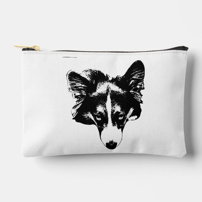 schicker Corgi Gesichtsausdruck Zubehörtasche (Vorderseite)