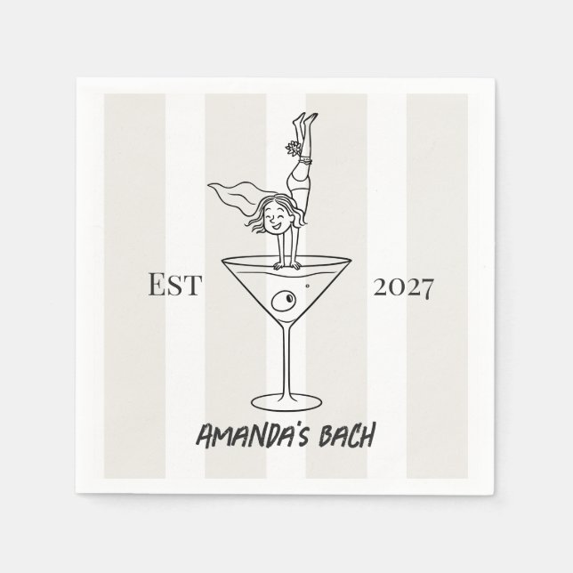 Schicker Doodle Martini Junggesellinnenabschied Co Serviette (Vorderseite)