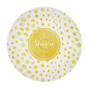 Schicker falscher Gold-Glitter-Cheeta-Druck-Monogr Schneidebrett