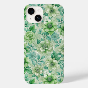 Schicker floraler Damast in Salbeigrün Case-Mate iPhone 14 Hülle