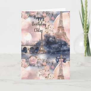 Schicker französischer rosa blauer Paris Eiffeltur Karte