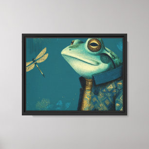 Schicker Frosch & Libelle - Surrealistisches Vinta Leinwanddruck