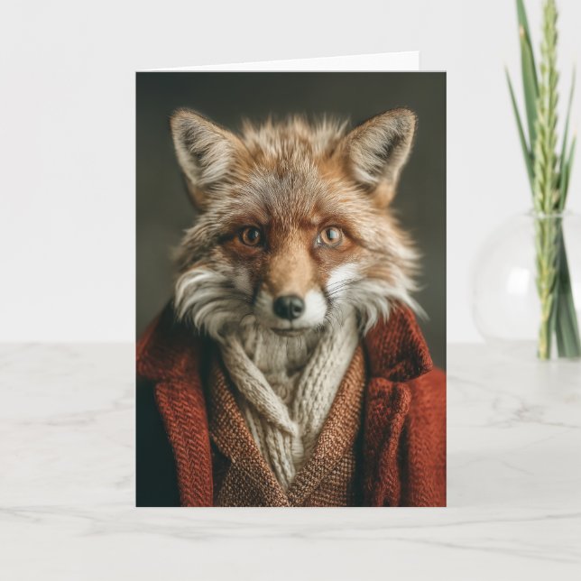 Schicker Fuchs im gemütlichen Stil Karte (Vorderseite)