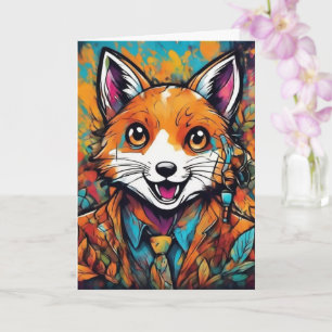 Schicker Fuchs – Whimsische Tierkunst Karte
