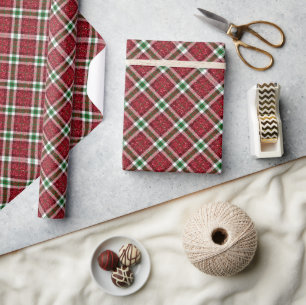 Schicker funkelnder karierter Weihnachts- Geschenkpapier