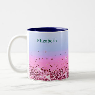 Schicker funkelnder lila Amethyst-Glamour-Name Zweifarbige Tasse