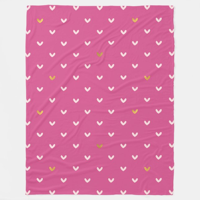 Schicker Geburtstag mit rosa goldenen Herzen Fleecedecke (Vorderseite)