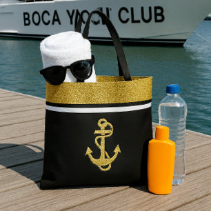 Schicker Glitter und goldener nautischer Anker auf