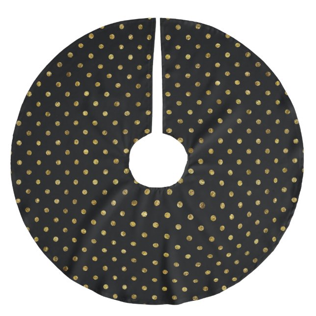 Schicker Goldzauber und -schwarze Flecken Polyester Weihnachtsbaumdecke (Vorderseite)