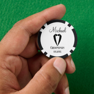 Schicker Herrenanzug mit Fliege, personalisiert un Pokerchips