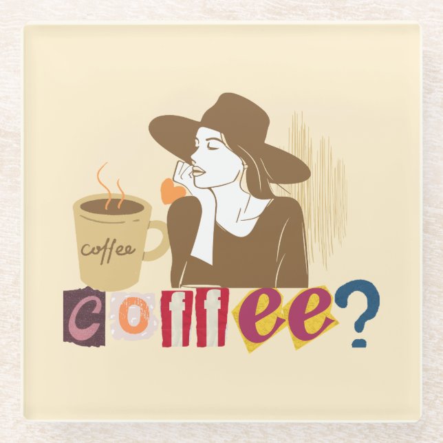 Schicker Kaffee-Liebhaber Retro-Glasuntersetzer Glasuntersetzer (Vorderseite)