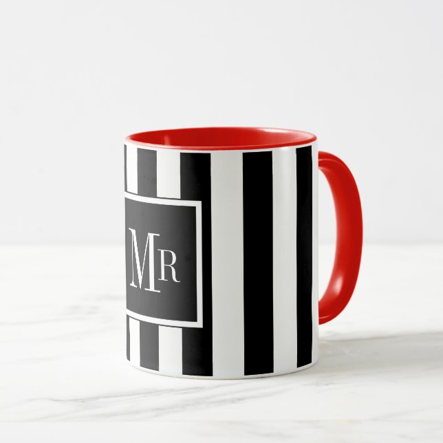 SCHICKER KAFFEE MUG_ " HERR" BLACK/WHITE/RED TASSE (VorderseiteRechts)
