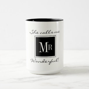 SCHICKER KAFFEE MUG_ " HERR WONDERFUL" BLACK/WHITE TASSE
