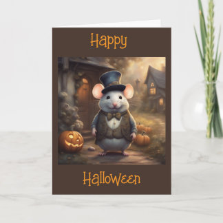 Schicker kleiner Maus und Jac-o-lanterns Halloween Karte