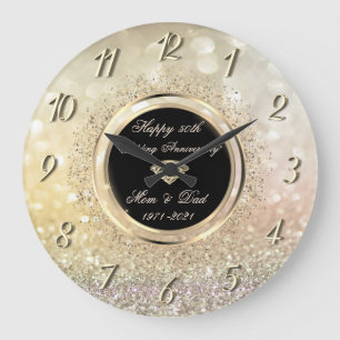 Schicker Konfetti-Bokeh 50. Hochzeitstag Große Wanduhr