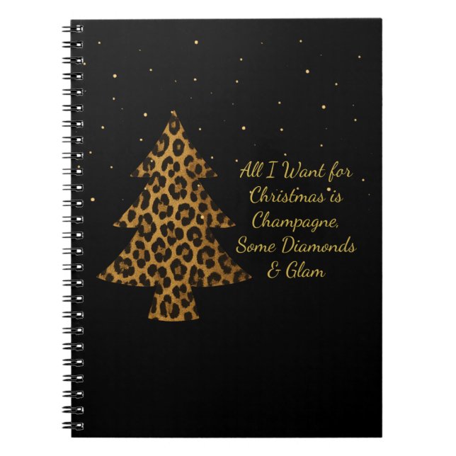 Schicker Leopard-Baum-Weihnachts-Spiral-Foto-Notiz Notizblock (Vorderseite)