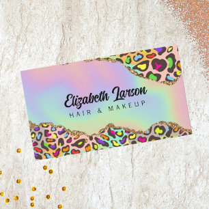 Schicker Leopard Irideszierender Holografischer Fr Visitenkarte