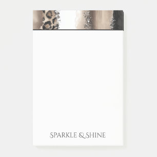 Schicker Leopard Weiß Glänzend Creme Schwarz Post-it Klebezettel