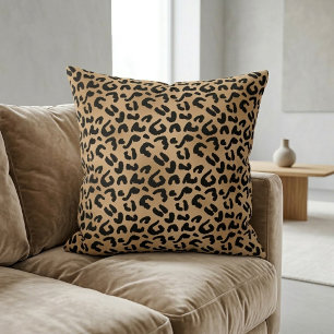 Schicker Leoparden-Druck Cheeta-Flecken Braun Schw Kissen