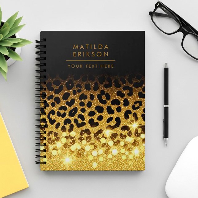 Schicker Leopardendruck mit Goldglitter Notizblock (Von Creator hochgeladen)
