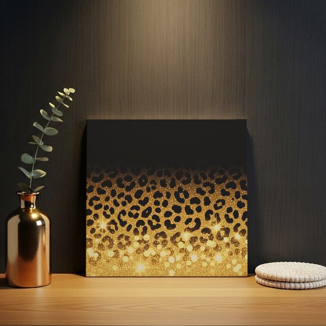 Schicker Leopardenprint mit Goldglitter-Effekt Fliese (Von Creator hochgeladen)