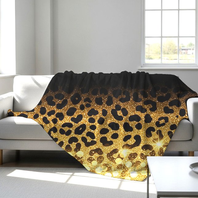 Schicker Leopardenprint mit Goldglitter Fleecedecke (Von Creator hochgeladen)