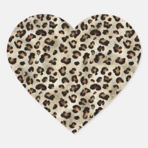 Schicker Leopardenprint Tierprint Wildkatzenmuster Herz-Aufkleber